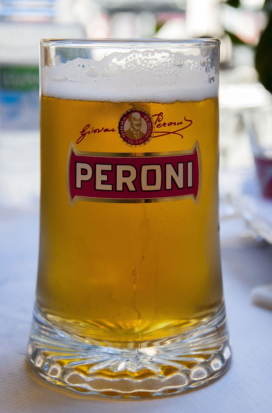 Beer, Peroni, Glass, Foam, full, coolness, golden, beer stein, HD wallpaper