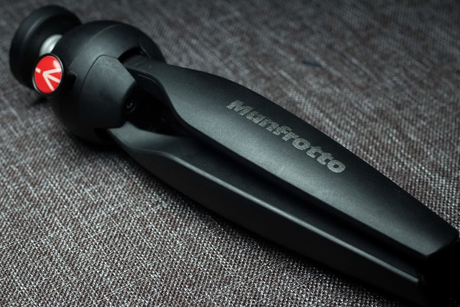 black, mini, tripod, mansfrotto, company, gadget, technology HD wallpaper