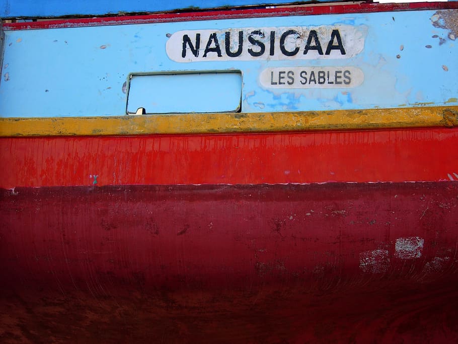 boat, hull, trawler, docks, fishing, text, red, communication HD wallpaper