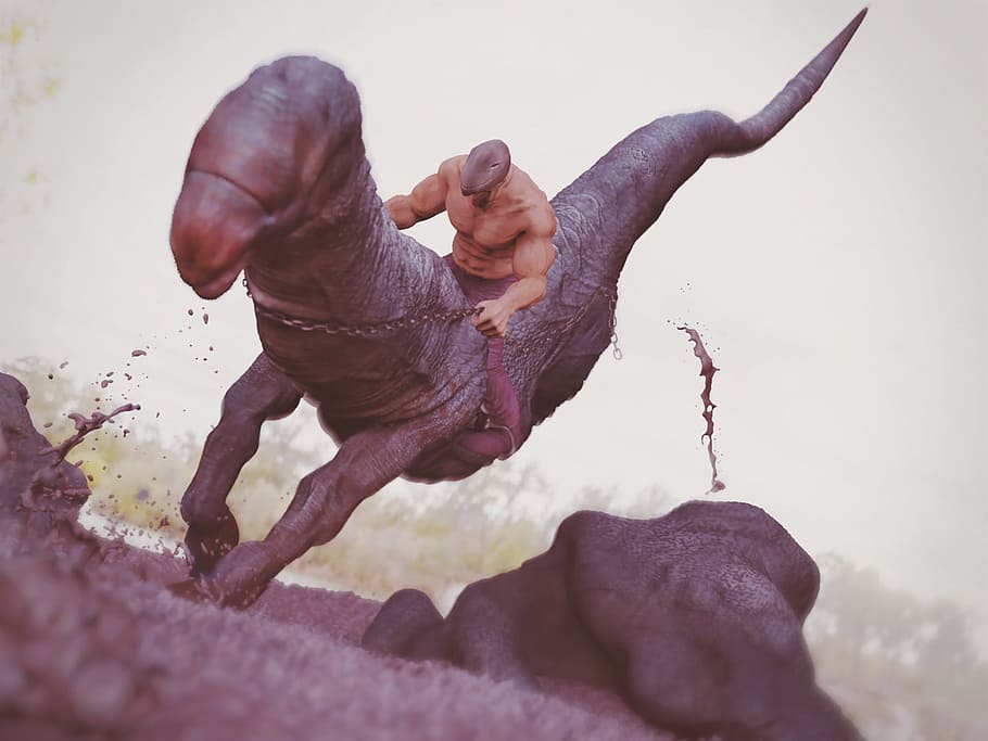 Creature, 3D, Dinosaur, Monster, Muscle, full length, one man only HD wallpaper