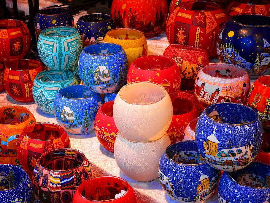 assorted-color ceramic candle bowls, good night, tealight, advent HD wallpaper