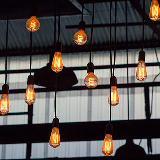 pendant lamp turned-on of selective focus photography, Lights HD wallpaper