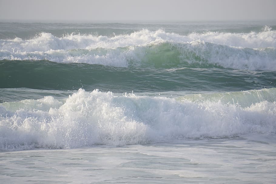 Sea, Waves, Energy, Ocean, Water, Wind, scum, movement, nature HD wallpaper