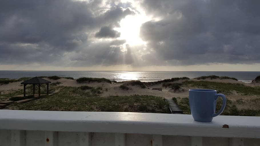 sunrise, ocean, beach, relax, morning, light, dunes, waves HD wallpaper