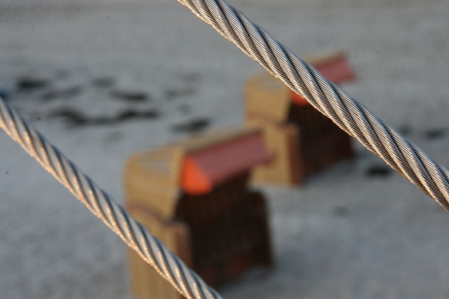 beach, germany, baskets, water, close-up, nautical vessel, focus on foreground HD wallpaper