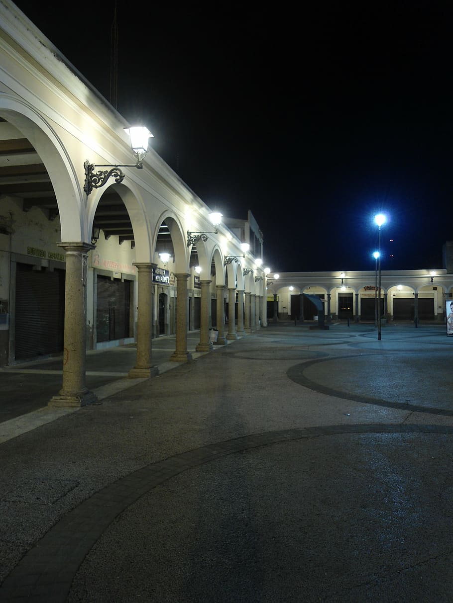 portal, night, architecture, illuminated, street, built structure HD wallpaper
