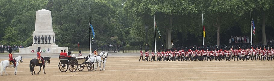 ceremony, military parade, trooping the colour, queen, birthday, HD wallpaper