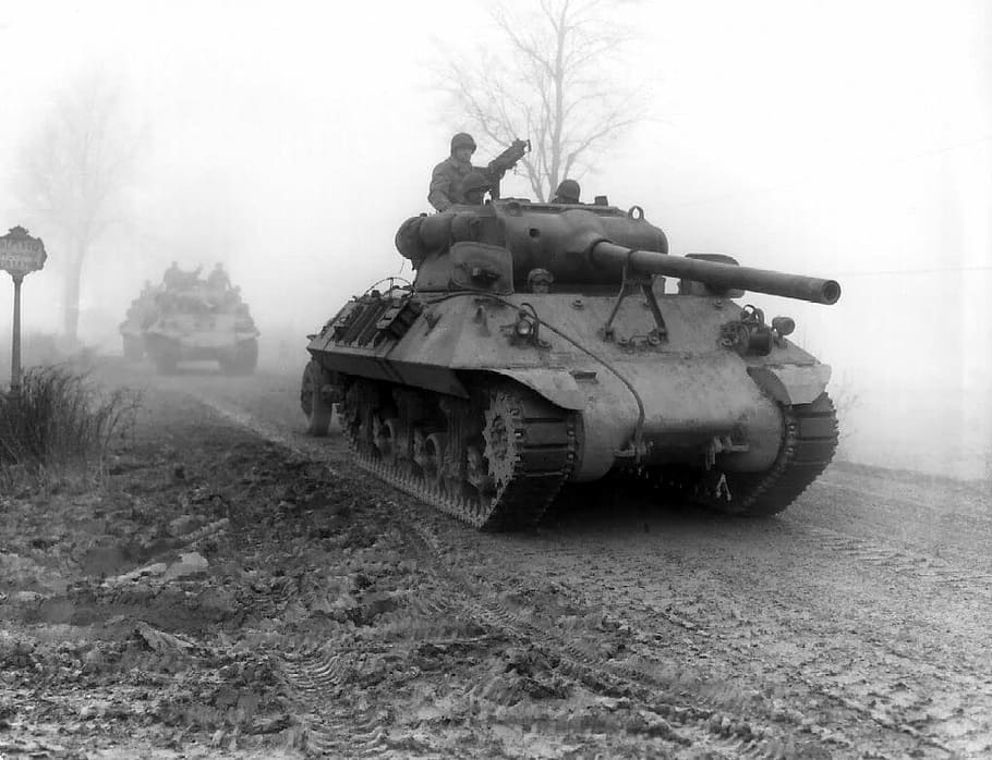 American M36 tank destroyers during Battle of the Bulge during World War II