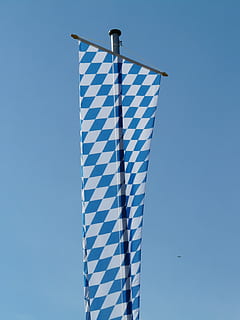 Flag, Bavaria, Blow, Flutter, Sky, Blue, white, bavarian flag HD wallpaper