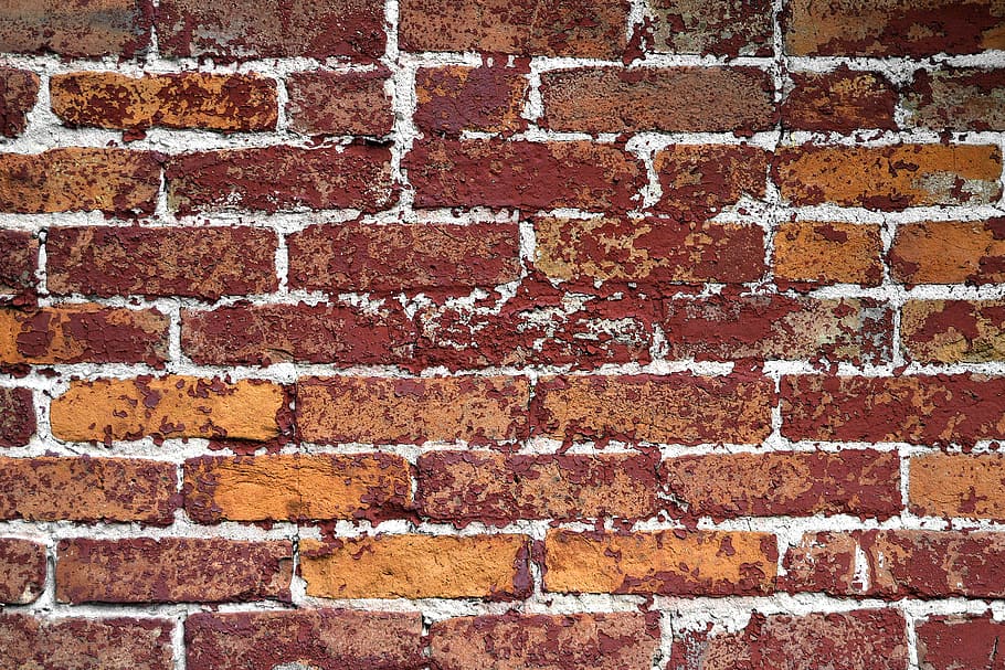 brick, wall, background, brick wall background, aged, peeling HD wallpaper