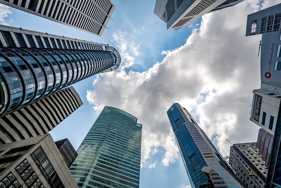 eyeworm photography of buildings during daytime, singapore HD wallpaper