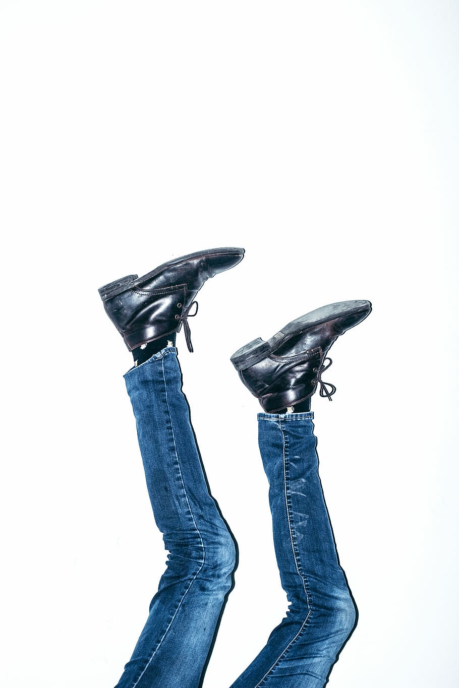 person wearing blue jeans and black leather boots, shoe, sock HD wallpaper