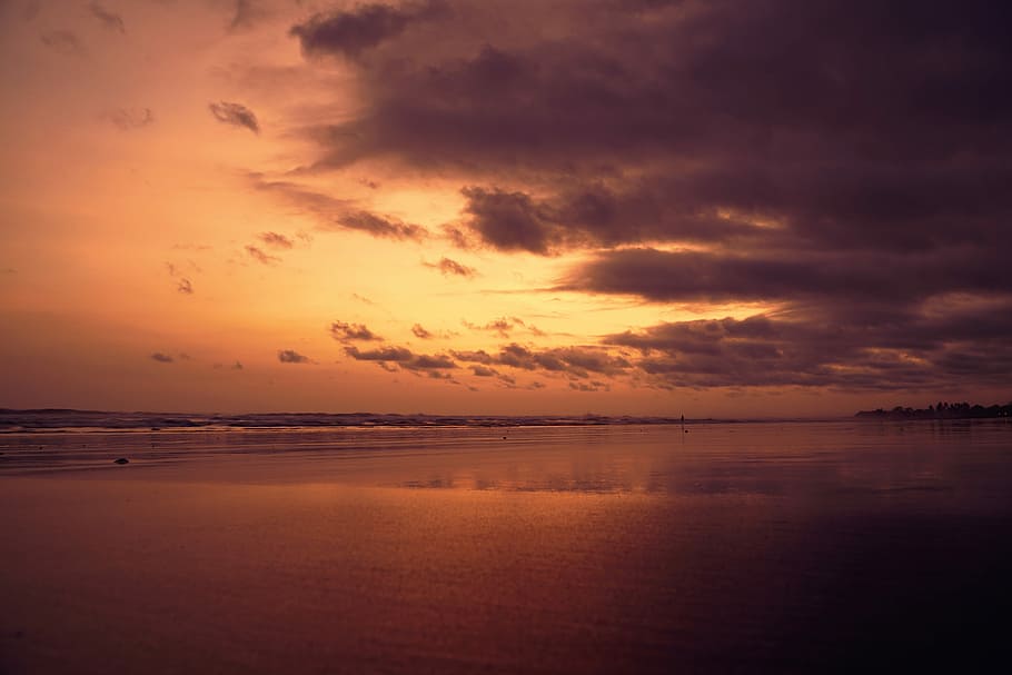 body of water during golden hour, body of water, sunset, nature HD wallpaper