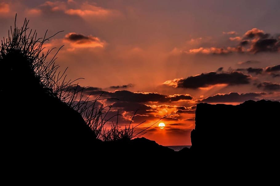 environment, mar, eventide, sunset, sky, silhouette, cloud - sky HD wallpaper