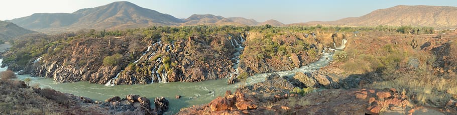 waterfall, epupa, namibia, angola, africa, panorama, scenics - nature, HD wallpaper