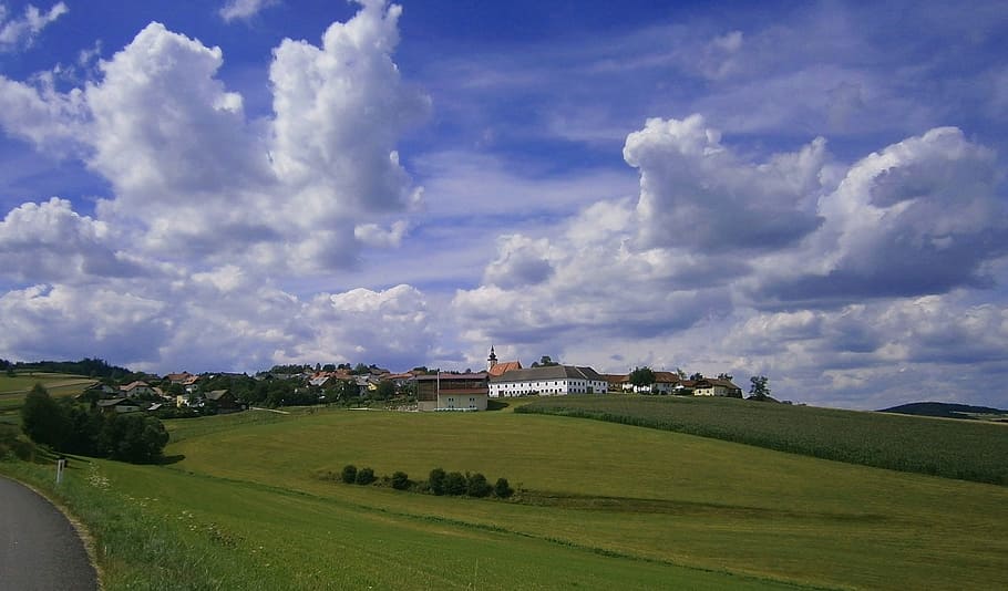 Austria, Landscape, Clouds, Hills, sky, scenic, vista, fields HD wallpaper