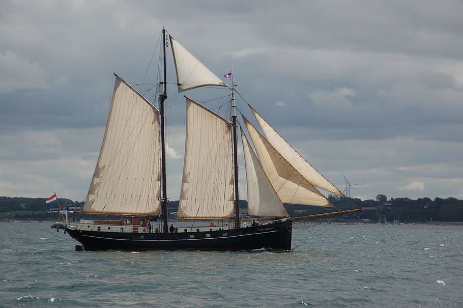 sailing vessel, full stuff, ship, sea, historically, holiday HD wallpaper