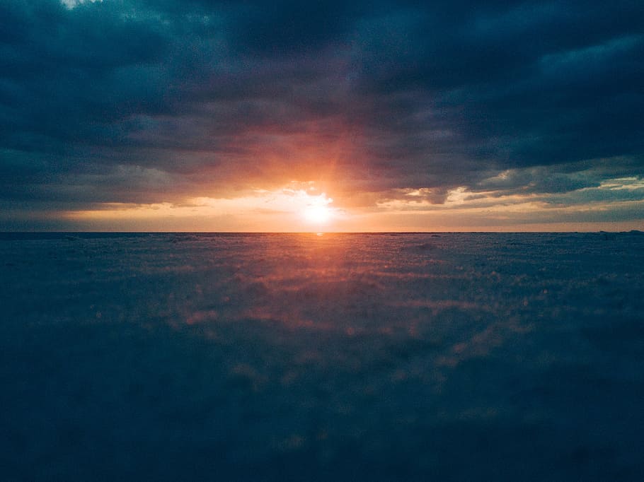 light, sea, dawn, nature, beach, bright, clouds, dusk, ocean HD wallpaper