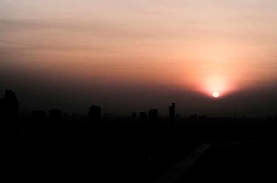 sunset, dusk, dawn, city, town, urban, sky, architecture, built structure HD wallpaper