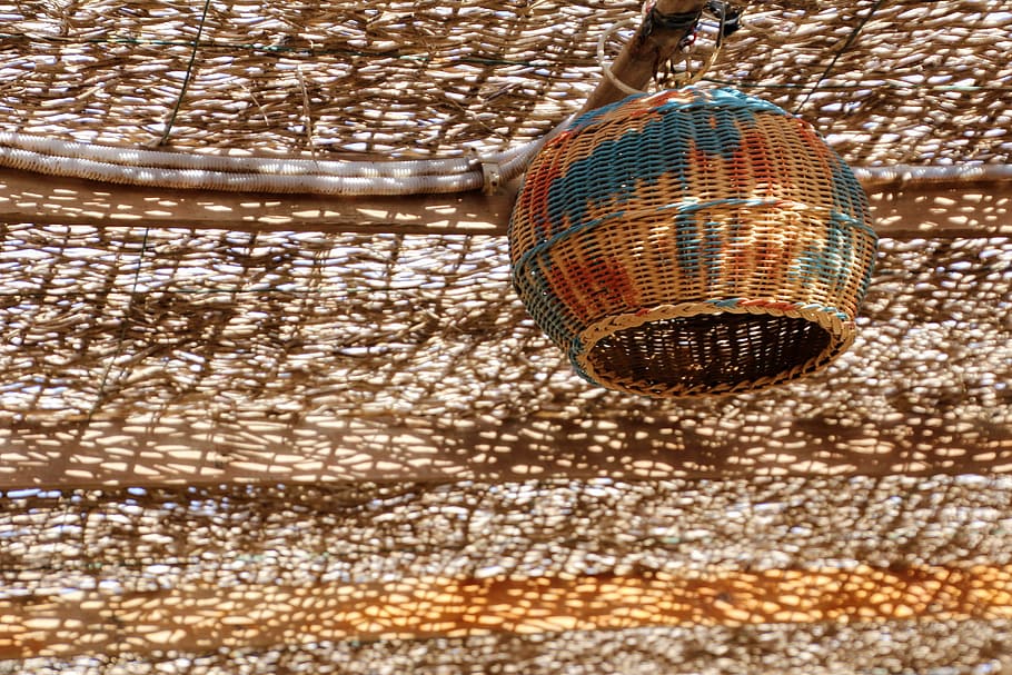Ceiling, Lamp, Orient, Oriental, Bast, ceiling lamp, straw HD wallpaper