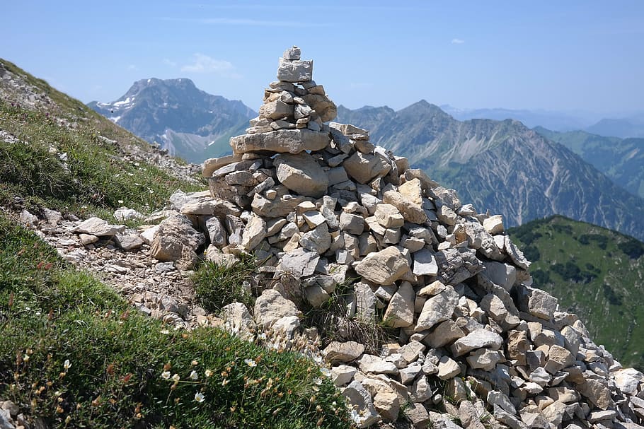 cairn, big thumbs, breitenberg, stone, allgäu, allgäu alps HD wallpaper