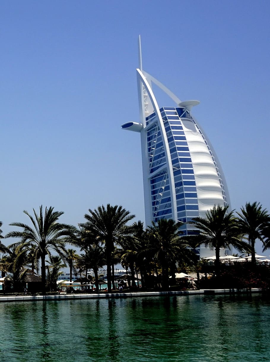 Burj Al Arab, Dubai, Jumeirah Beach, water, sea, modern, hotel