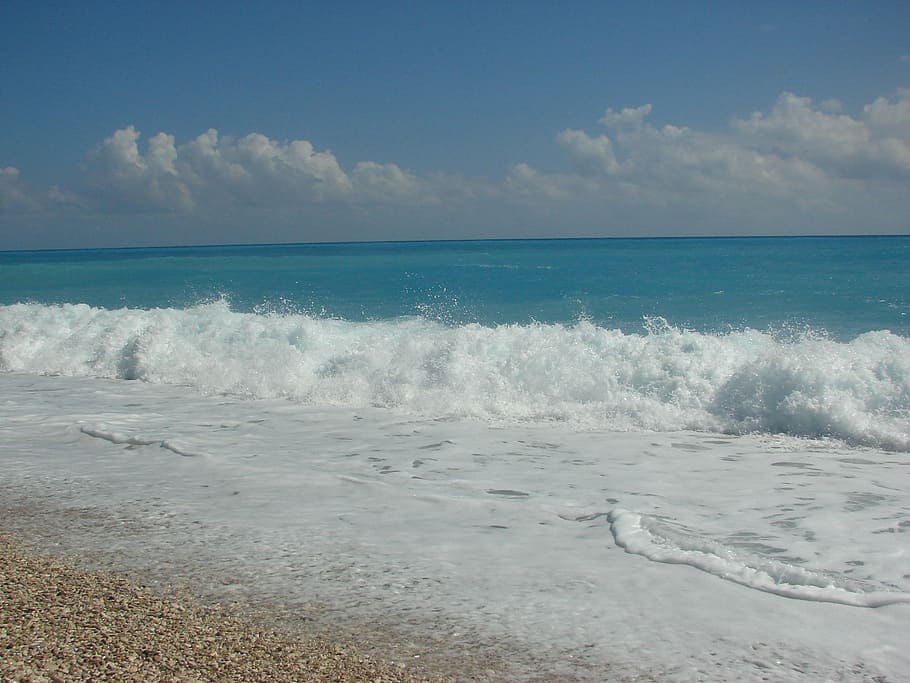 beach, water, waves, blue water, barahona, caribbean sea, foam HD wallpaper