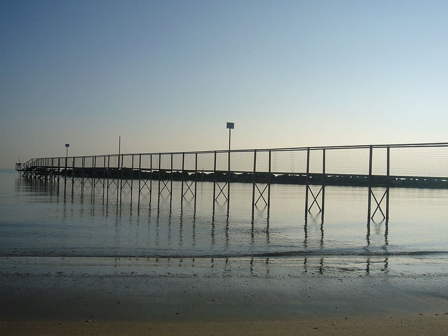 beach, sand, jetty, sea, sky, water, built structure, clear sky HD wallpaper
