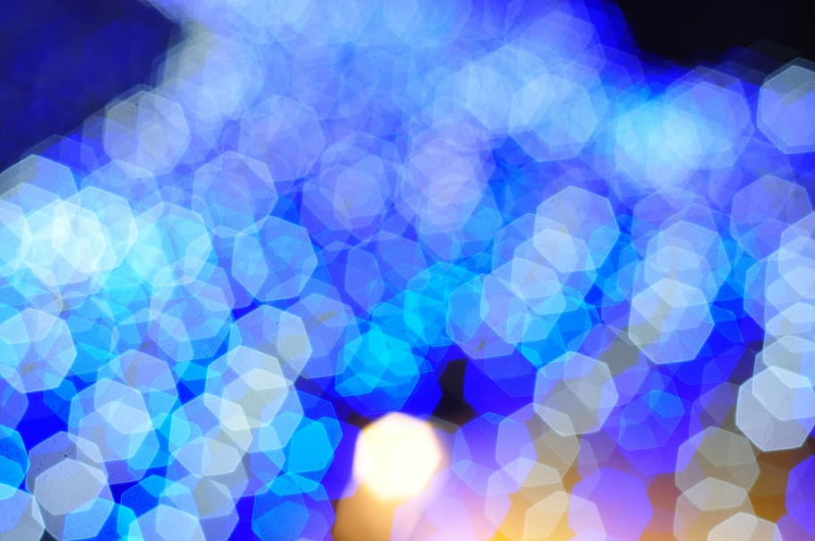 bokeh light photo, blue, light blue, neon, background, defocused HD wallpaper