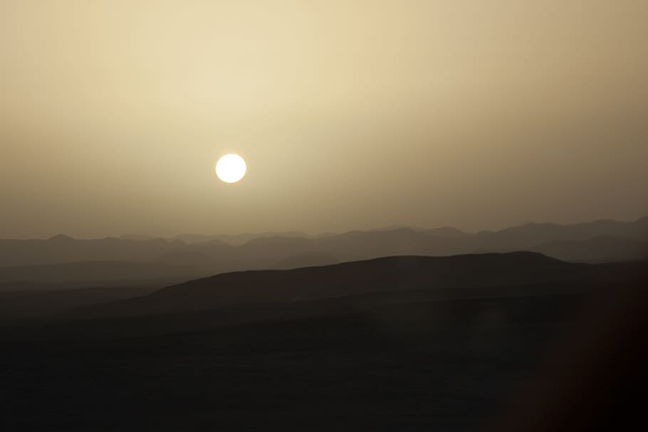 silhouette of mountains, Desert, Sand, Dusk, Hills, Travel HD wallpaper