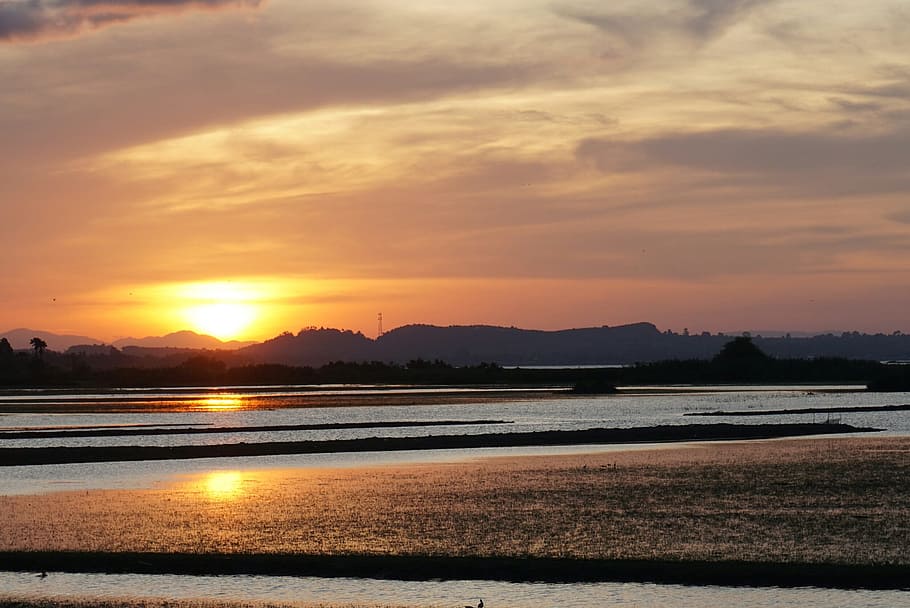 nature, view, river, sunset, sky, beauty in nature, scenics - nature HD wallpaper