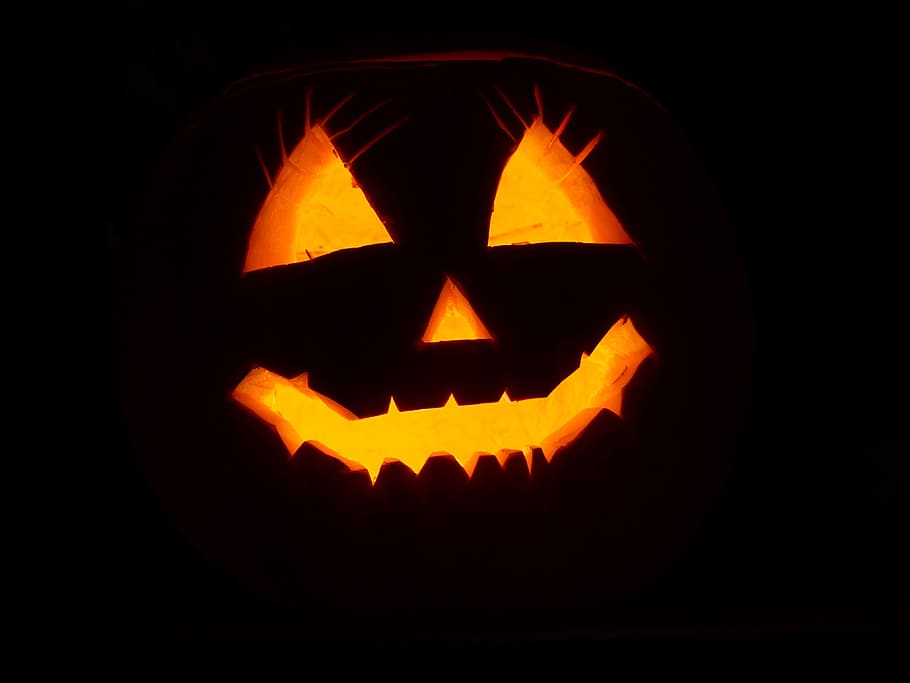 Jack 'o Lantern digital wallpaper, pumpkin, helloween, face, autumn