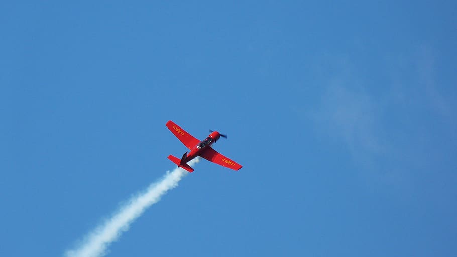 aircraft, cloud, sky, flight, duo, red, white, air vehicle HD wallpaper