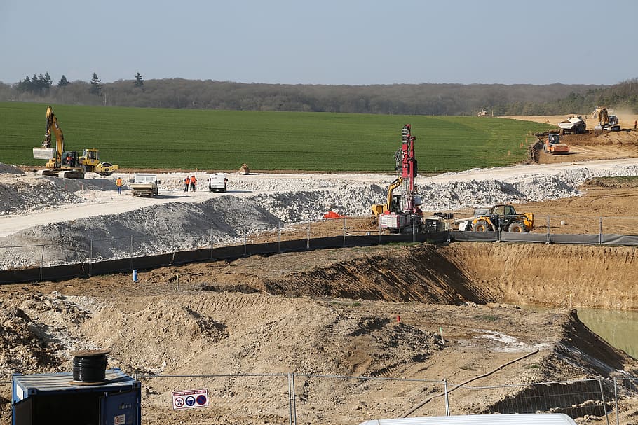 site, tp, public works, construction industry, day, nature HD wallpaper