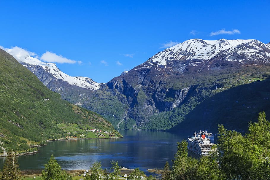 norway, geiranger, fjord, water, landscape, tourism, mountain, HD wallpaper