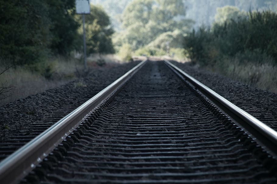 close-up photography of railroad at daytime, track, seemed HD wallpaper