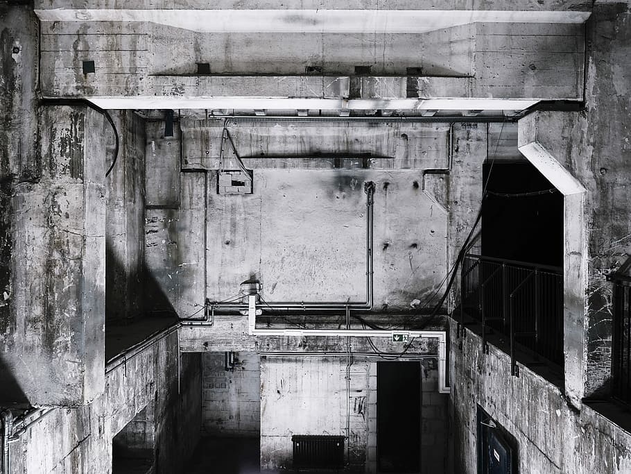 photo of gray concrete house interior, grayscale photography of wall HD wallpaper