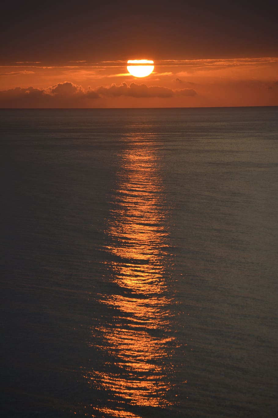 ocean, orange sky, sea, sunrise, sunset, scenics - nature, beauty in nature HD wallpaper