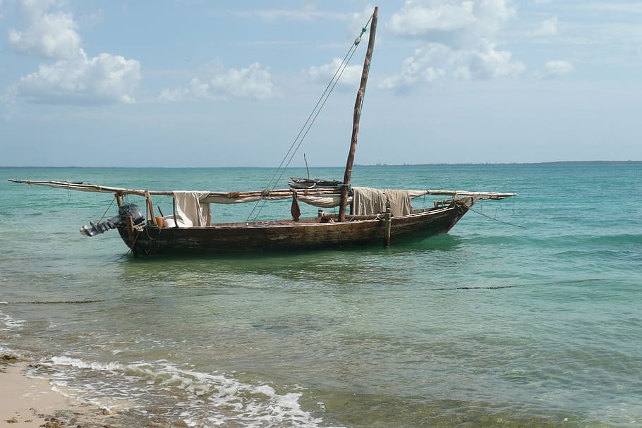 fukuchani, zanzibar, dhow, sea, nautical vessel, transportation HD wallpaper