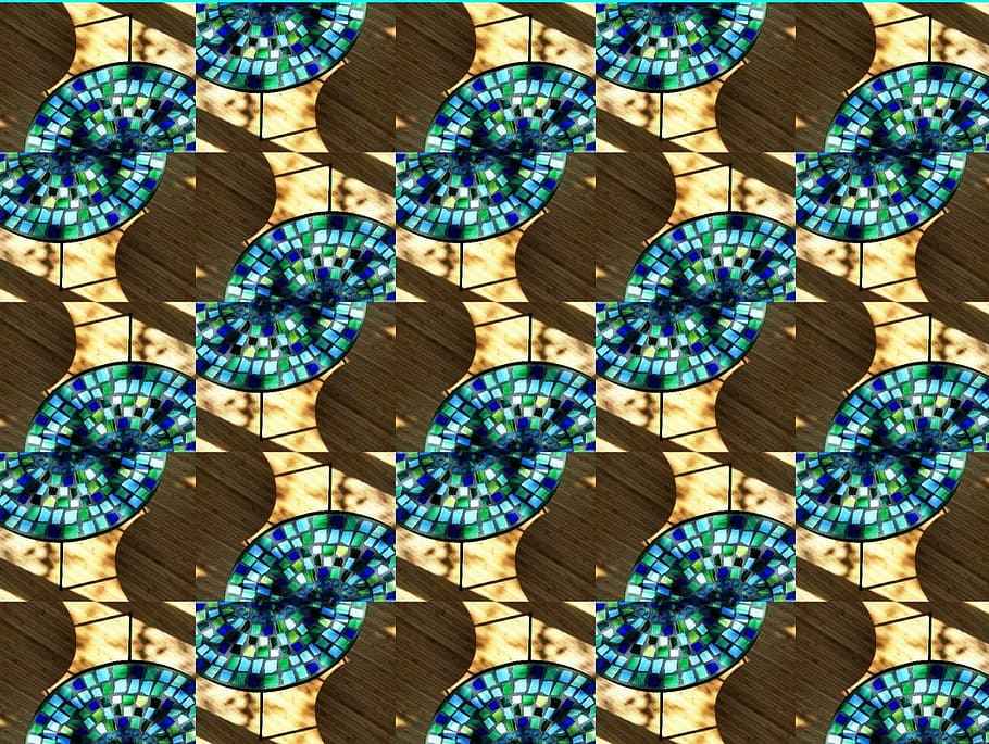 mosaic, mosaic table, pattern, turquoise, artfully, ceramic HD wallpaper