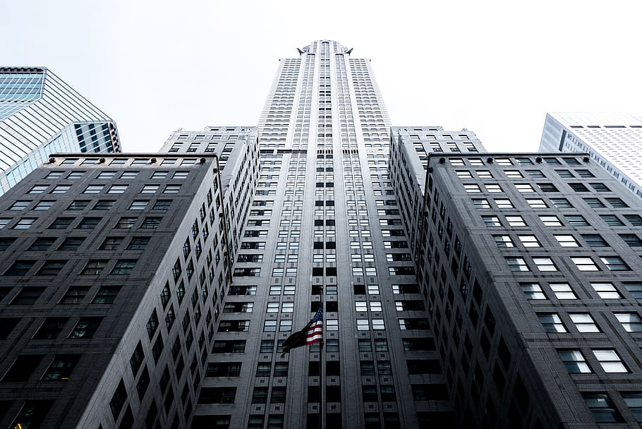 low angle photo of gray concrete high-rise building, high angle photography of high rise building HD wallpaper