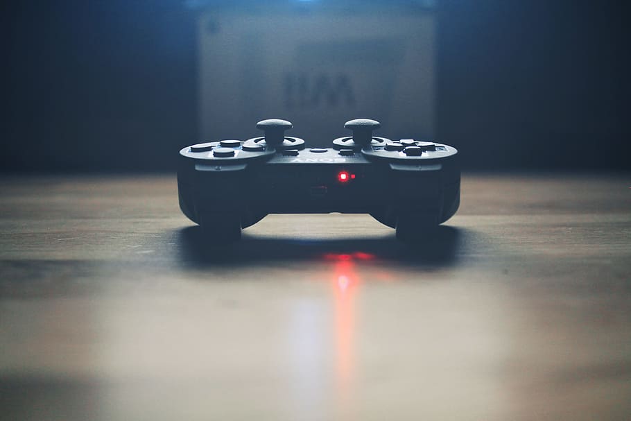close up photograph of black game controller, video controller HD wallpaper