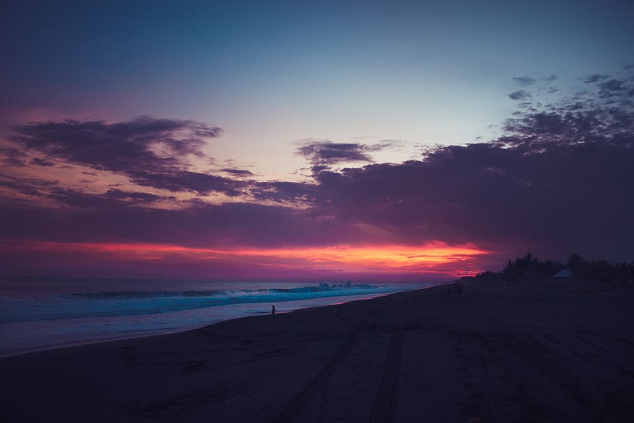 sky, ocean, sea, clouds, afternoon, sunset, water, beach, tranquil scene HD wallpaper