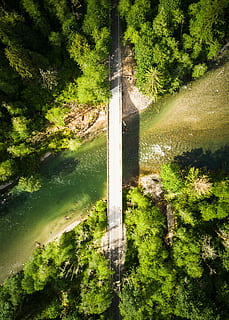 top view photo of gray concrete building, bird-eye view of bridge HD wallpaper