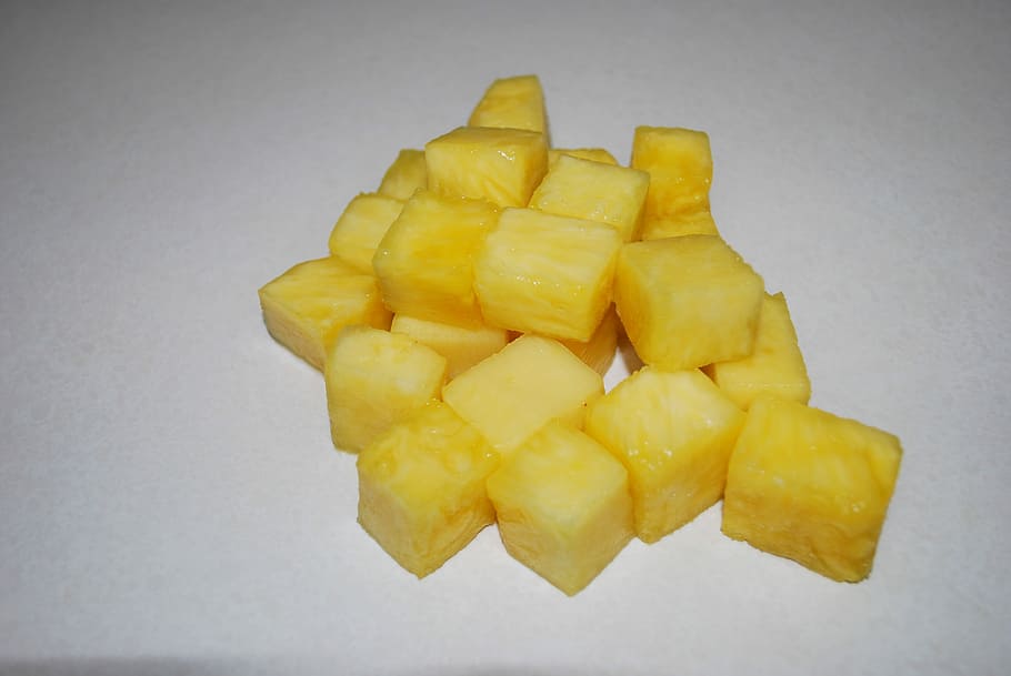 Cubed, Pineapple, Fruit, food and drink, studio shot, banana HD wallpaper