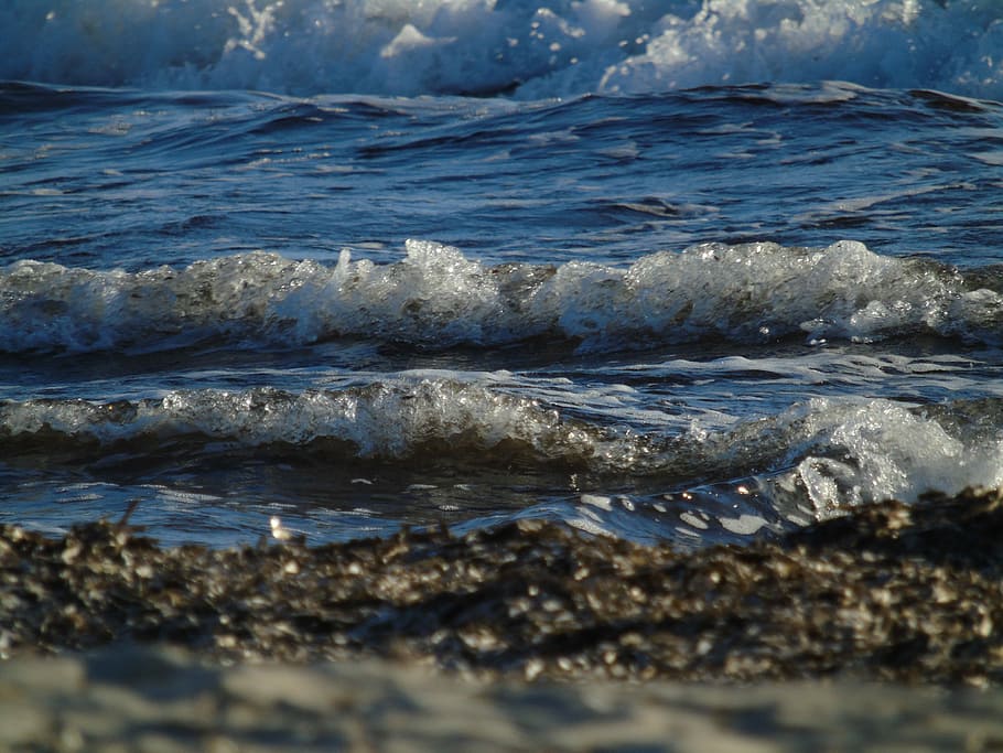 Sea, Waves, Beach, Rocks, Sand, Foam, mallorca, ses salines HD wallpaper