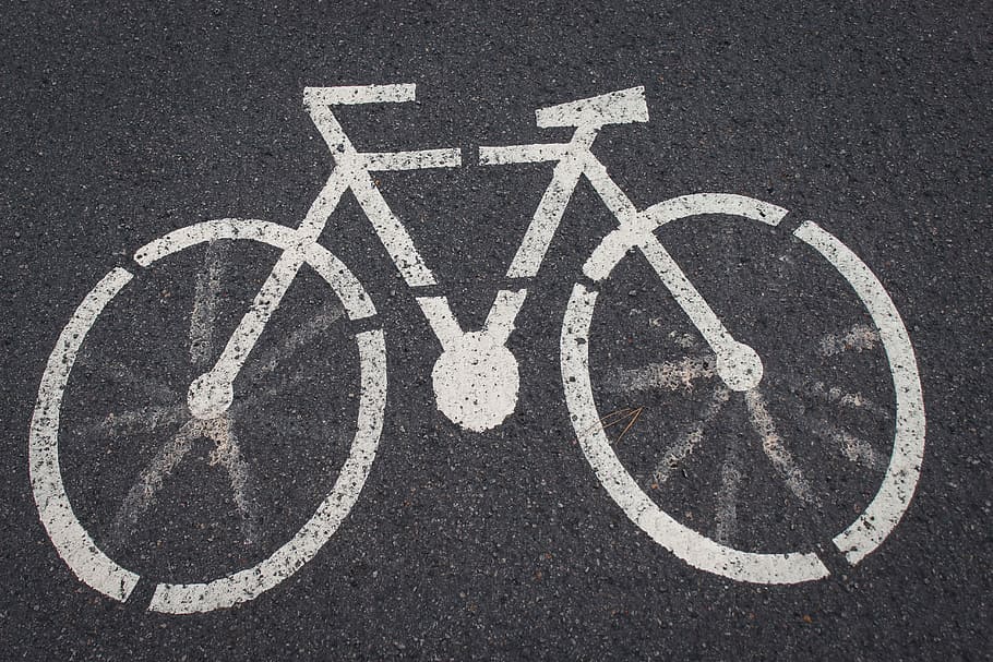 The great bicicle, bicycle painting, bike, tarmac, road, sign, HD wallpaper