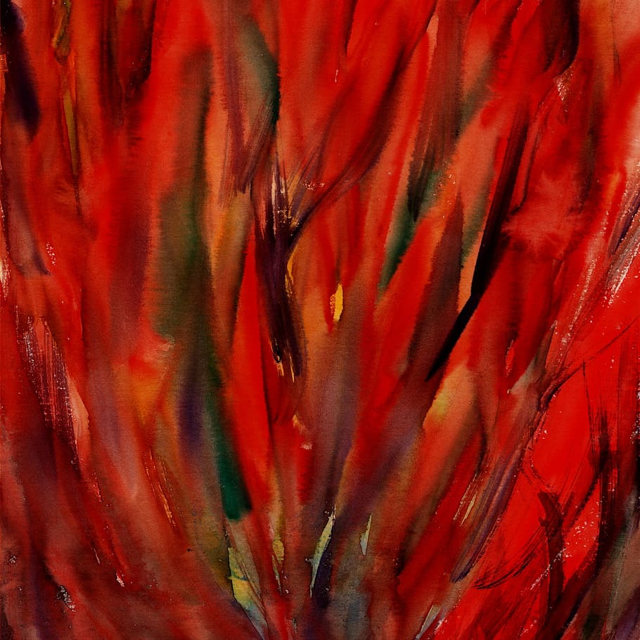 flame, fire, inflamed, square, painting, watercolor, abstract HD wallpaper