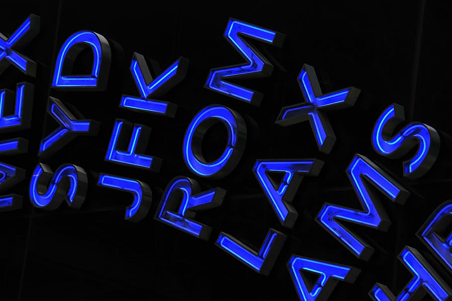 blue text on black background, black background with blue text overlay HD wallpaper