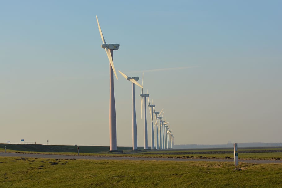 white windmill lot under blue sky, Nature, Windmills, Netherlands, HD wallpaper